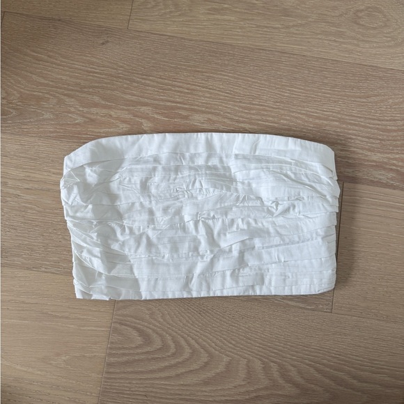 A&F Strapless Poplin Ruched Top White - Picture 1 of 4